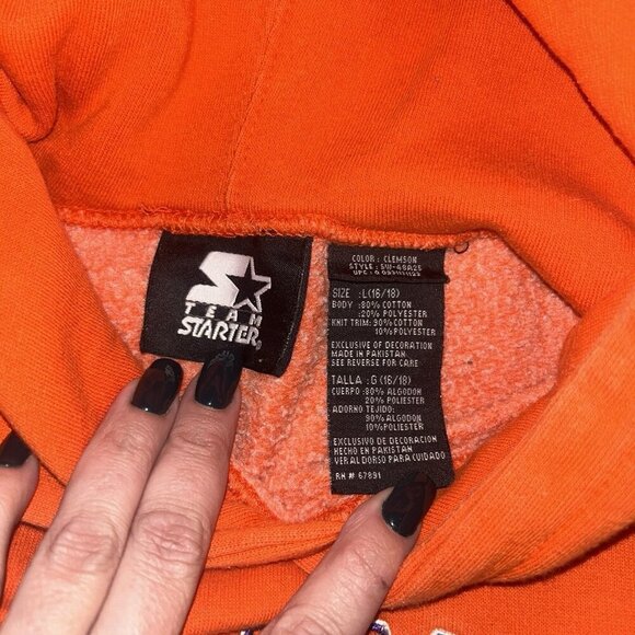 Clemson Tigers College Team Starter Orange Pullover Hoodie Sweatshirt Men Large - Picture 7 of 8